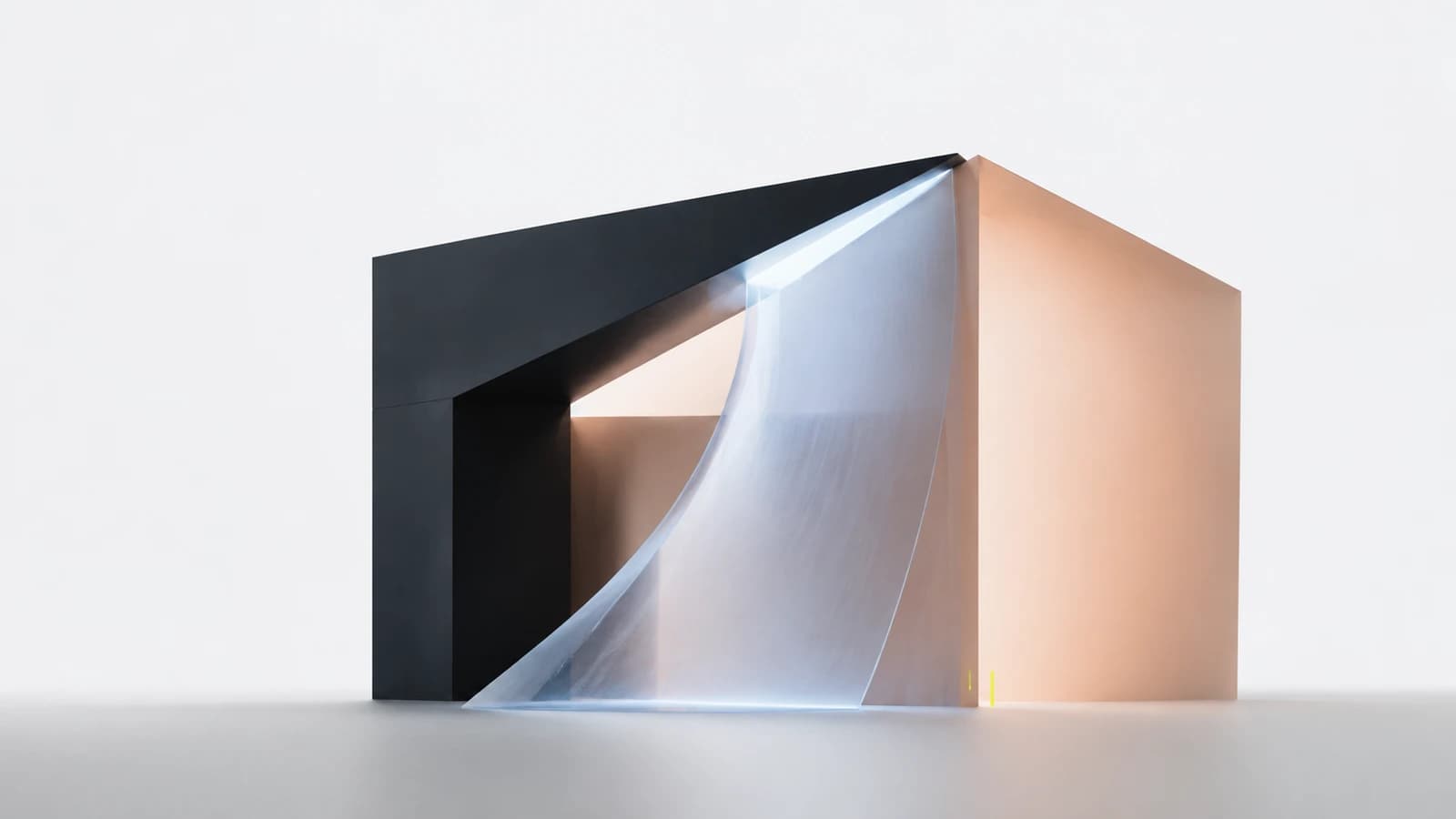 Volumen arquitectónico definido por material, luz y escala