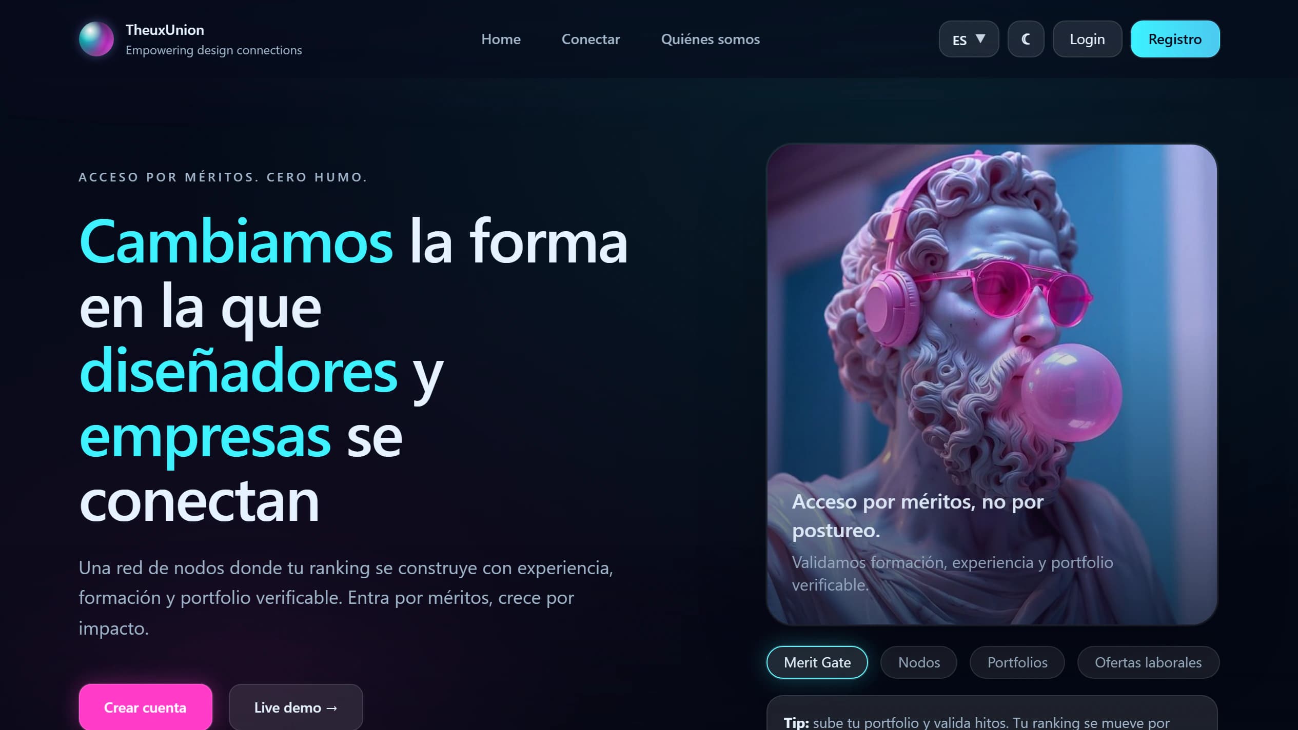 MVP desktop de TheUXUnion implementado en Next.js