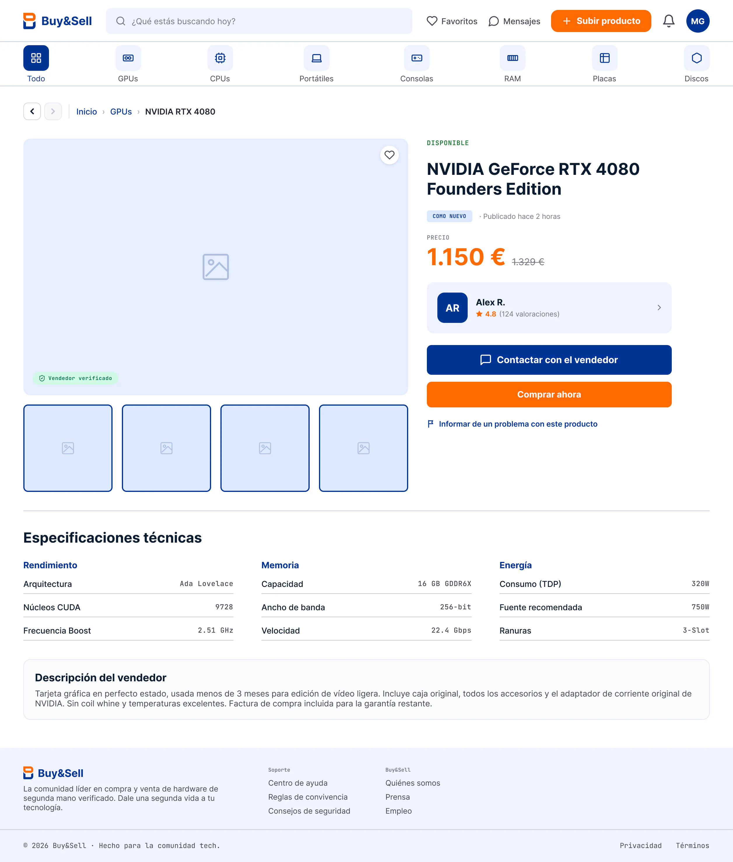 Detalle de producto implementado en Buy&Sell